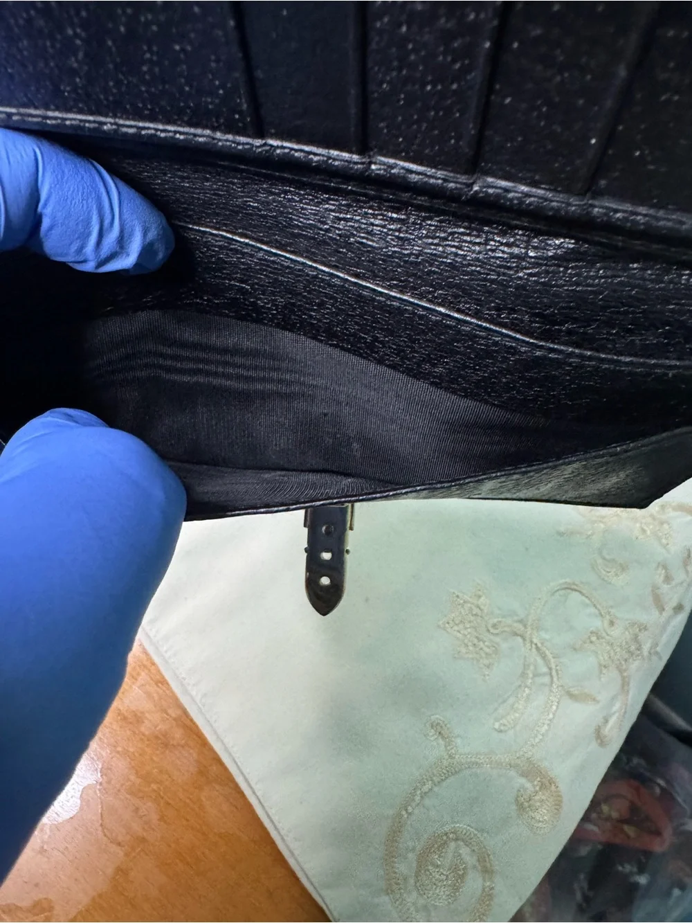 Gucci Black Leather Wallet with Gold-Tone Clasp